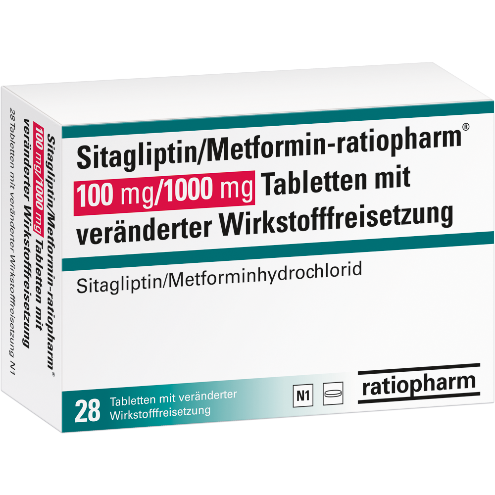 Sitagliptin/Metforminratiopharm® 100 mg/1000 mg Tabletten mit veränderter Wirkstofffreisetzung